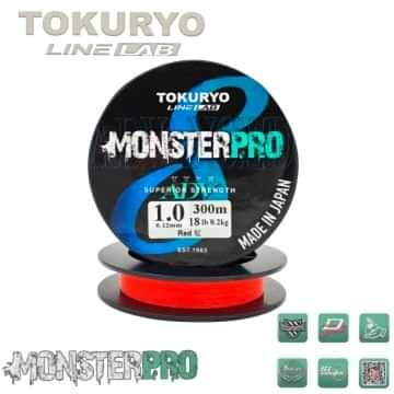 TOKURYO LINE LAB MONSTERPRO X8 1.0pe 0.12mm 18Ib 8.2kg Red 300mt